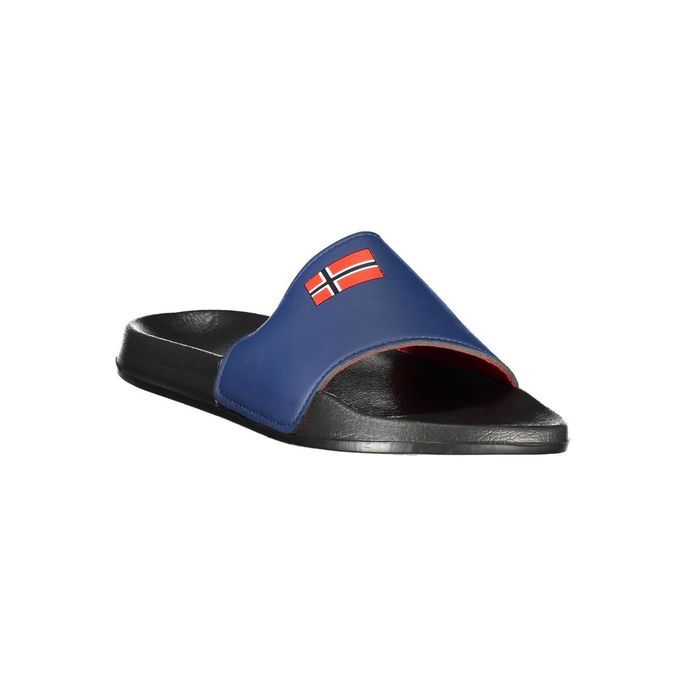 Norway 1963 Black Plastic Mens Sandal with bold print and logo, versatile and stylish for the modern trendsetter