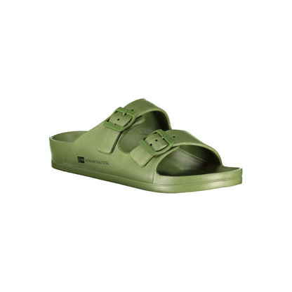 Norway 1963 Green Plastic Men Sandal with adjustable buckles and sleek design for modern style and comfort.