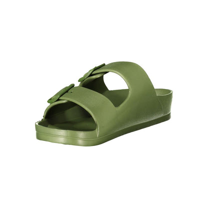 Norway 1963 Green Plastic Men Sandal with adjustable buckles and iconic logo, sleek and vibrant design for modern casual footwear.