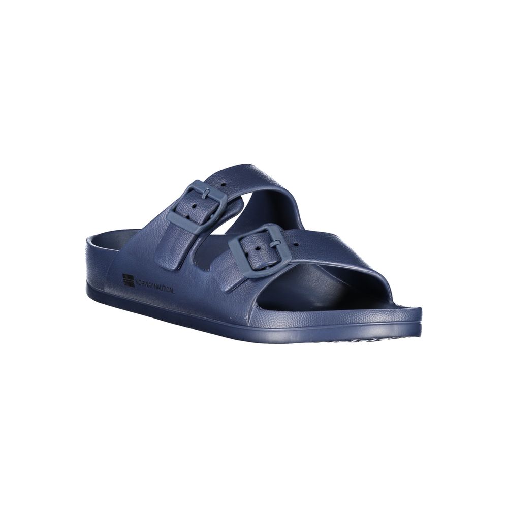 Norway 1963 Blue Plastic Men Sandal with adjustable buckles and logo, featuring a stylish and sophisticated summer design.