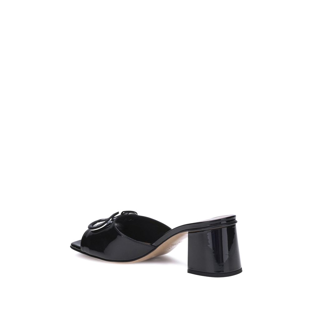 Valentino Garavani Black Calf Leather Bos Taurus Sandals