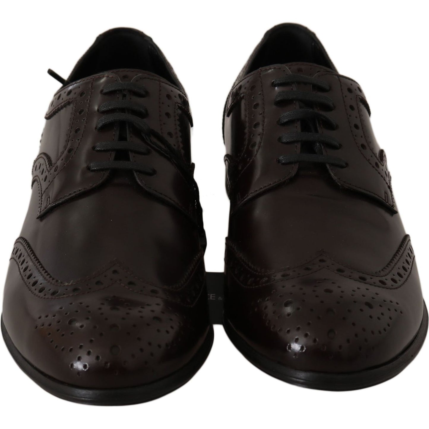 Dolce & Gabbana Brown Leather Broques Oxford Wingtip Shoes