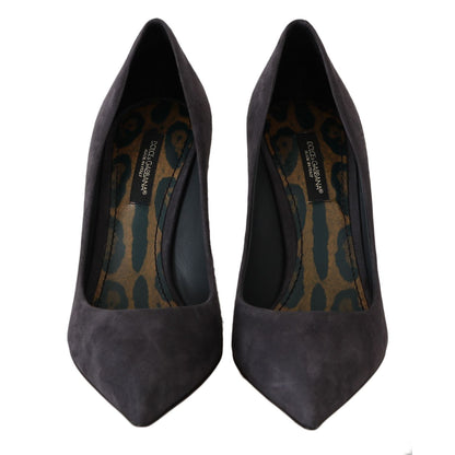 Dolce & Gabbana Gray Suede Leather Stiletto Shoes Heels