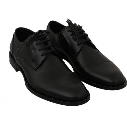 Dolce & Gabbana Black Leather Derby Formal Shoes Dress Shoes