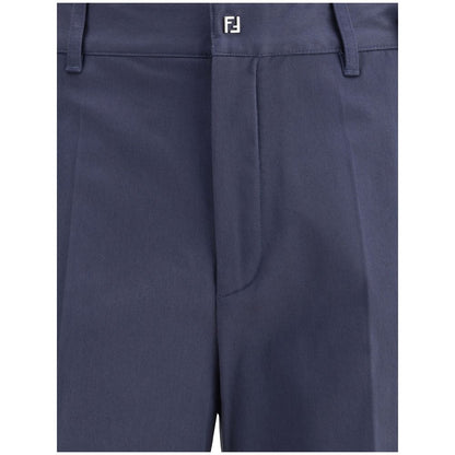 Fendi Blue Cotton Casual Pants