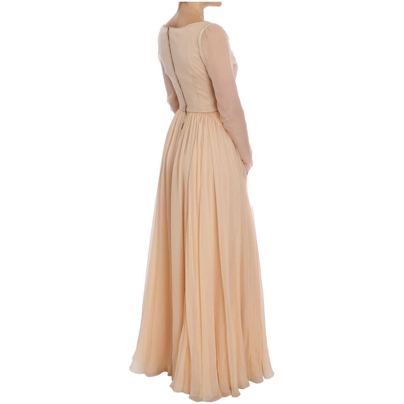 Dolce & Gabbana Beige Silk Ball Gown Full Length Dress Dresses
