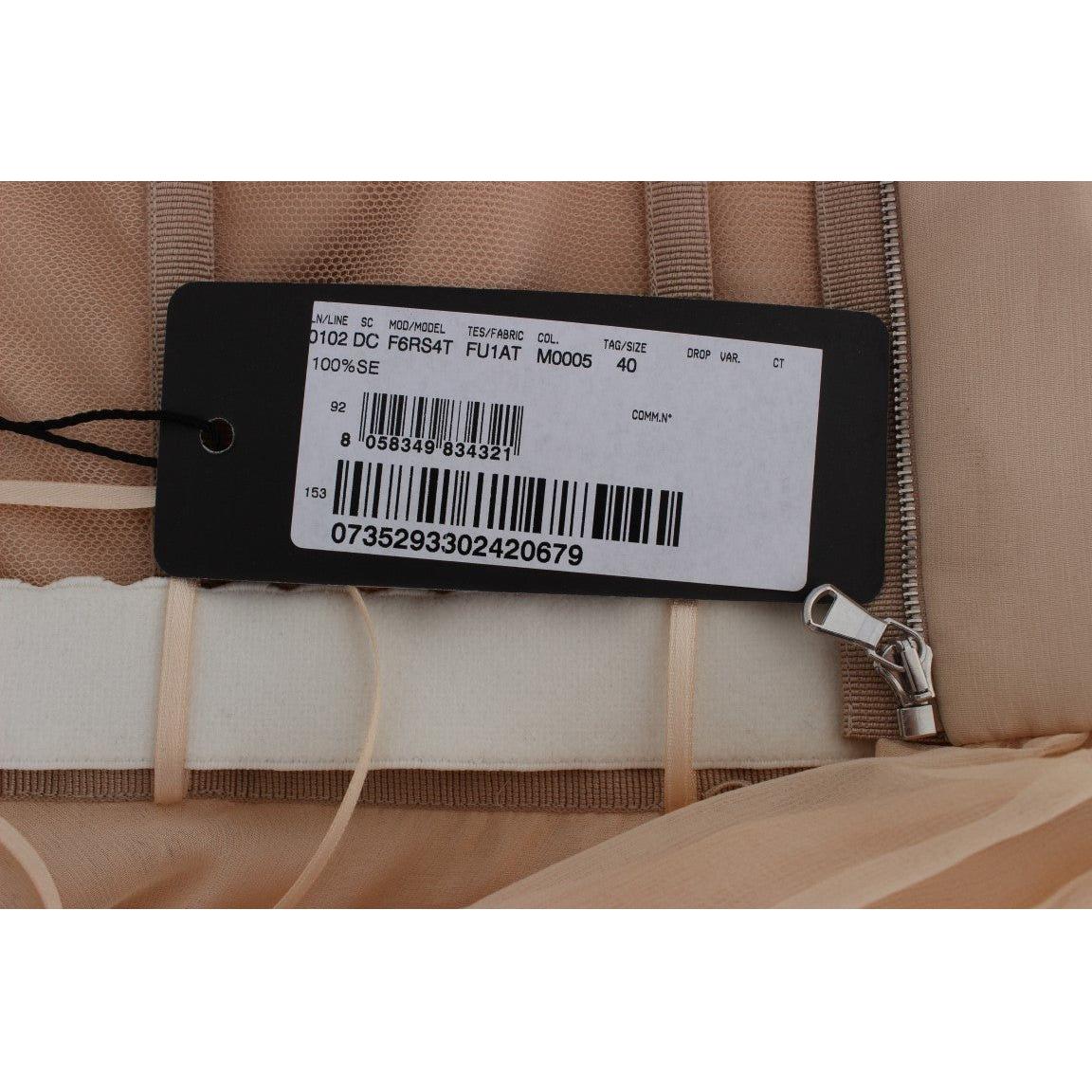 Dolce & Gabbana Beige Silk Ball Gown Full Length Dress Dresses