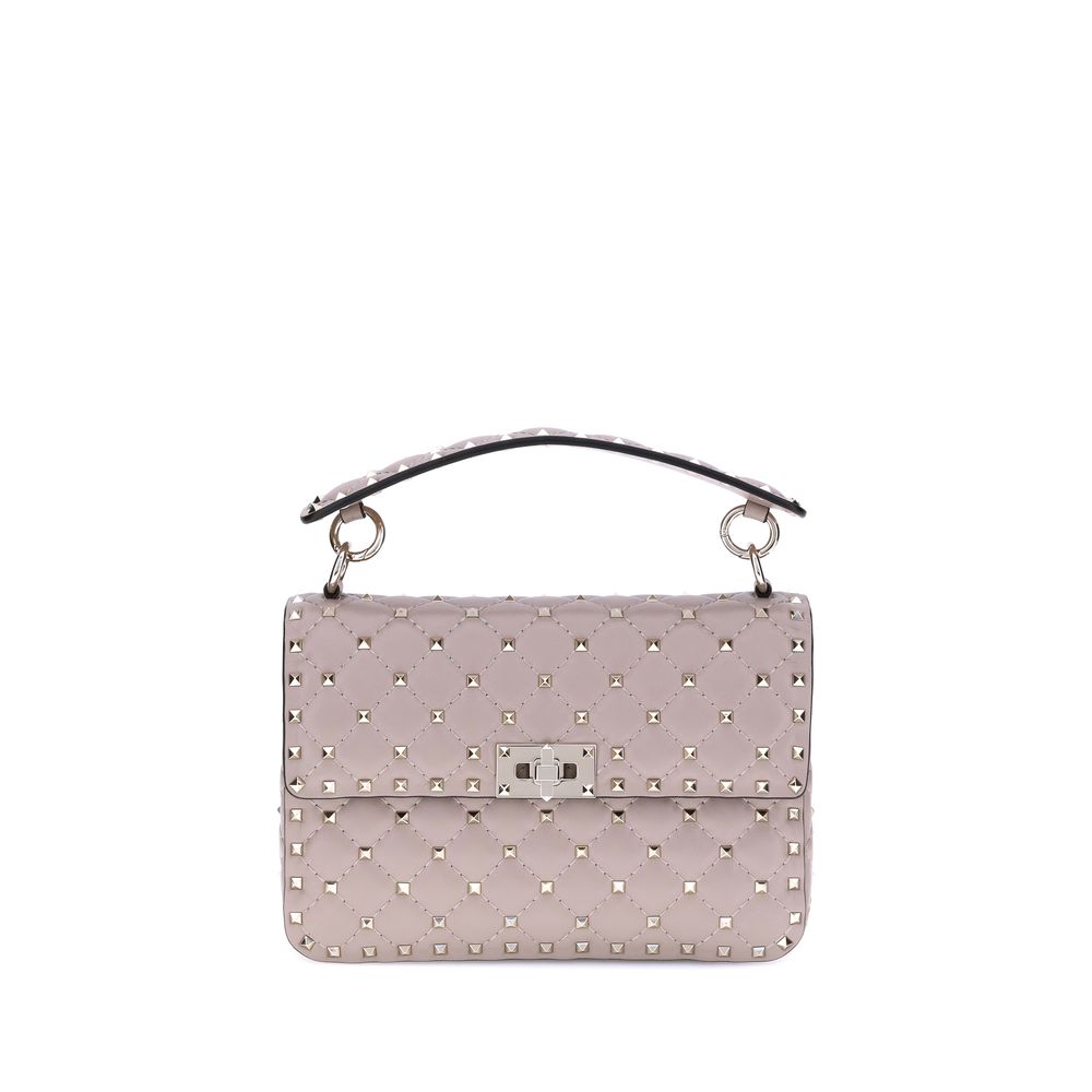 Valentino Garavani Medium Rockstud Spike Shoulder Bag in quilted leather with gold-tone studs and removable top handle.