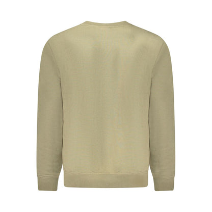 Back view of Hugo Boss Green Cotton Men Sweater with crew neck and logo embroidery, showcasing brushed finish and sophisticated design.