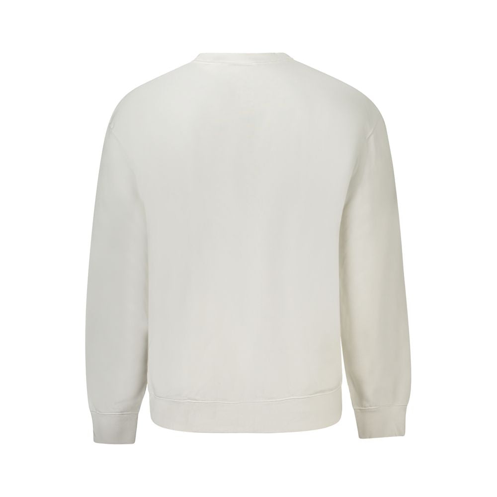 Calvin Klein White Cotton Men Sweater, back view showcasing crew neck and sustainable fabric design.