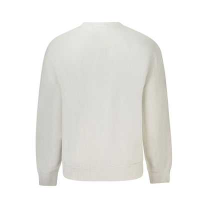 Calvin Klein White Cotton Men Sweater, back view showcasing crew neck and sustainable fabric design.
