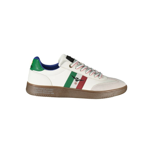 Esercito 1659 White Leather Men Sneaker with colorful accents and logo, showcasing sporty elegance for a distinctive look