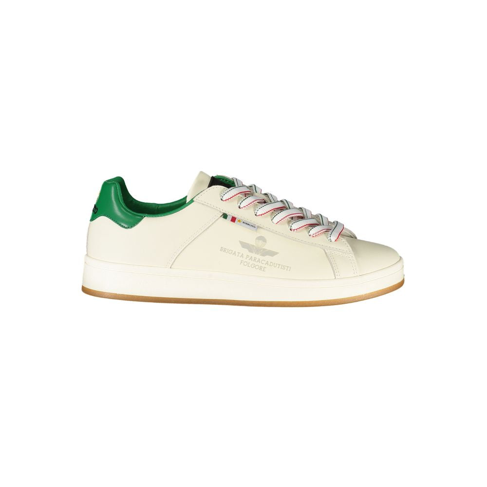 Esercito 1659 White Leather Men Sneaker with green accents and iconic logo