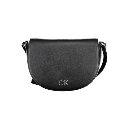 Calvin Klein Black Polyethylene Handbag with adjustable shoulder strap and magnet closure