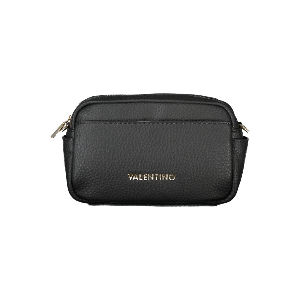 Mario Valentino Black Polyethylene Handbag with adjustable shoulder strap, external and internal pockets, zip closure, and contrasting details.