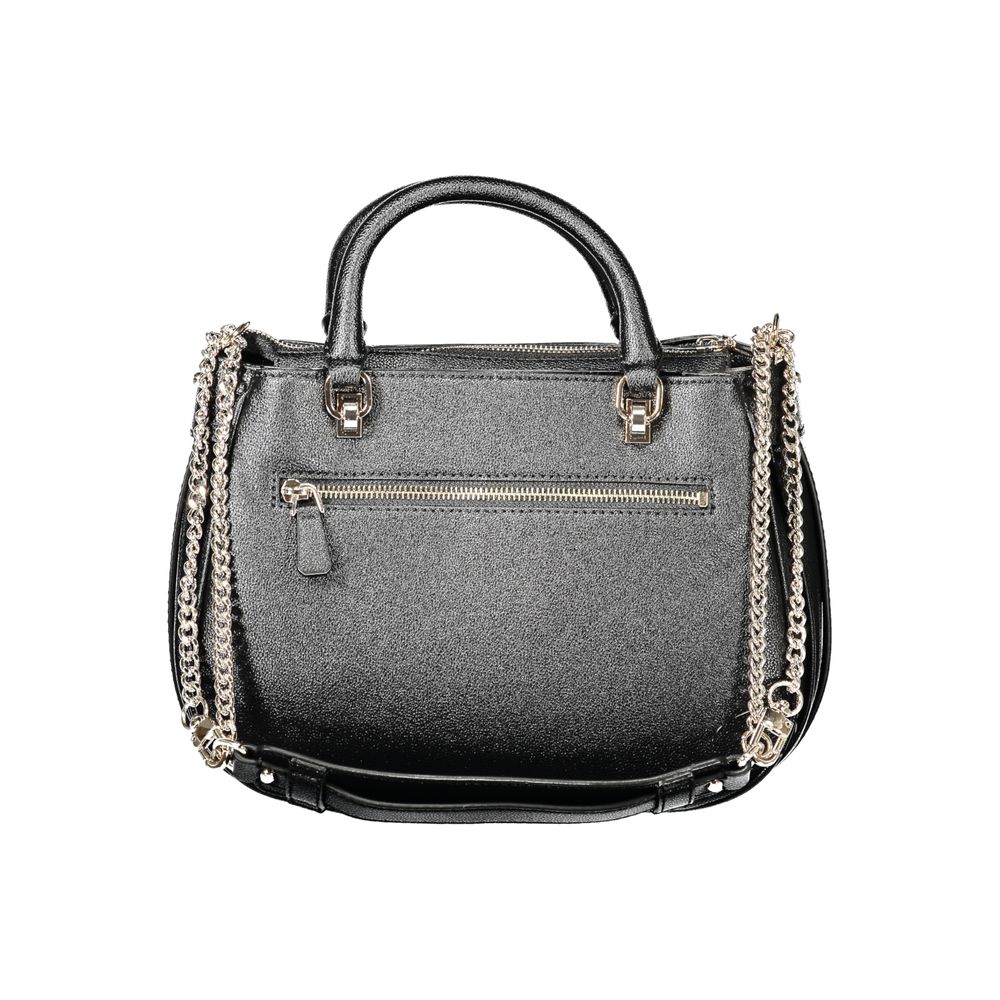Guess Jeans Black Polyethylene Handbag with chain strap, external pocket, and contrasting details