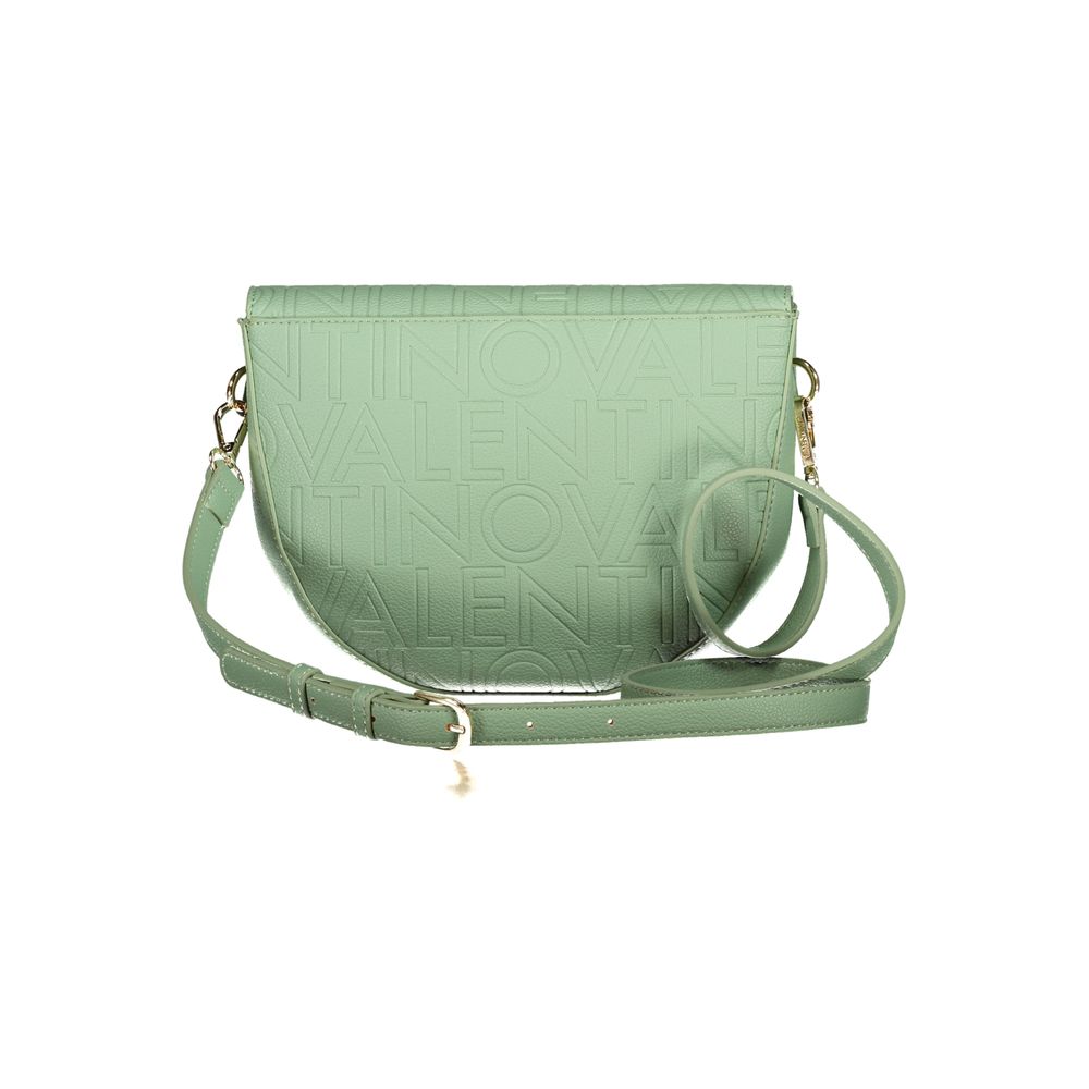 Mario Valentino Green Polyethylene Handbag with adjustable straps and logo, featuring compartments and pockets for functionality.