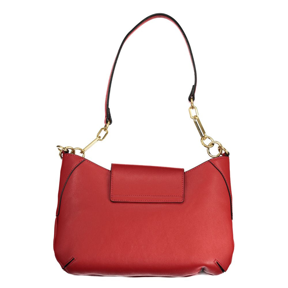 Mario Valentino Red Polyethylene Women Handbag with removable handle and adjustable strap, featuring logo and contrast details.