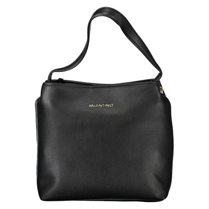 Mario Valentino Black Polyethylene Handbag with shoulder handle, adjustable strap, internal pouch, pockets, and logo.