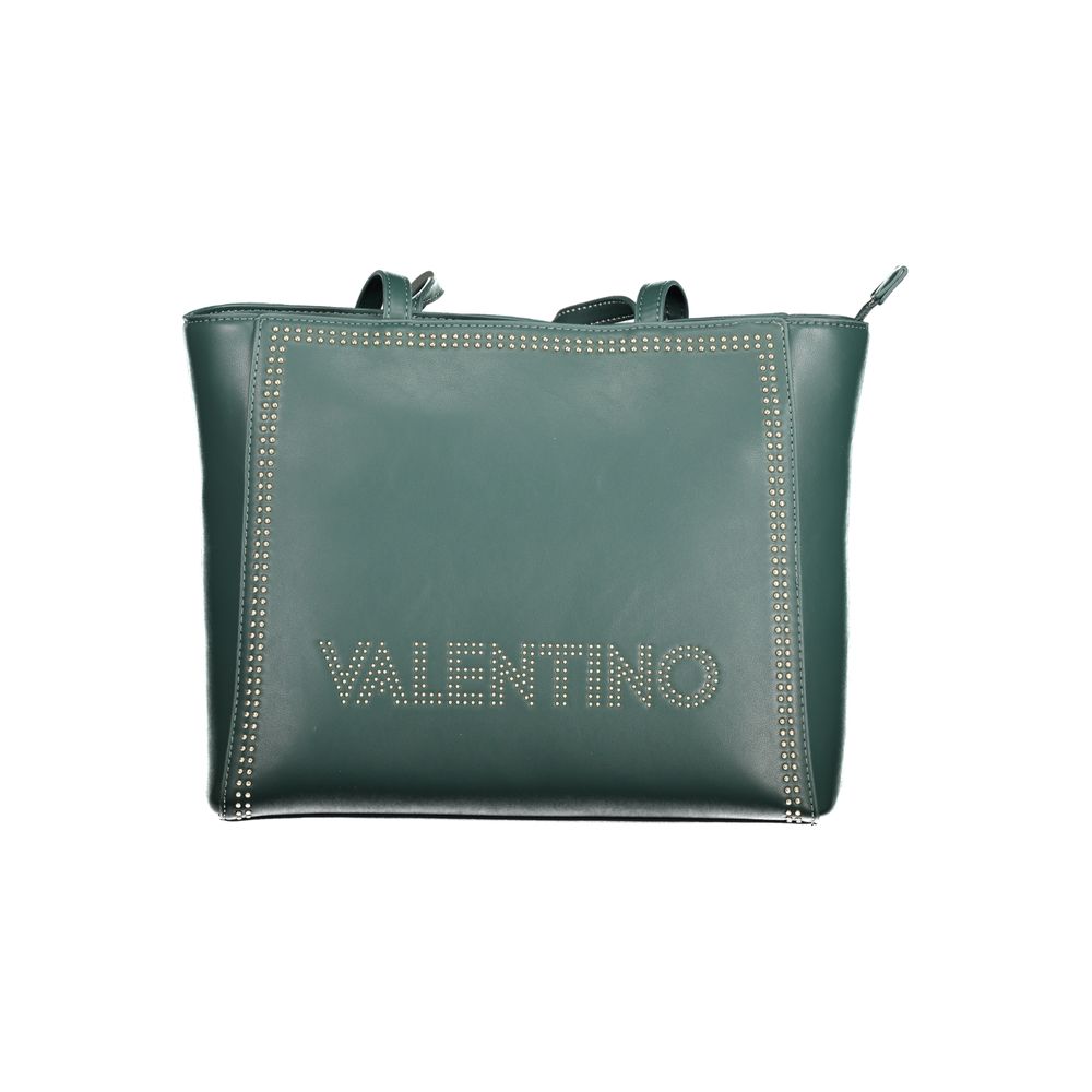 Mario Valentino Green Polyethylene Handbag with logo and contrasting details, featuring 2 handles and zip closure.