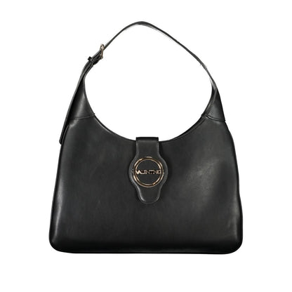 Mario Valentino Black Polyethylene Handbag with adjustable handle, internal pockets, and logo