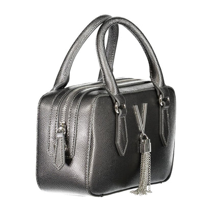 Mario Valentino Gray Polyethylene Handbag with adjustable strap, zip closure, and logo detail.