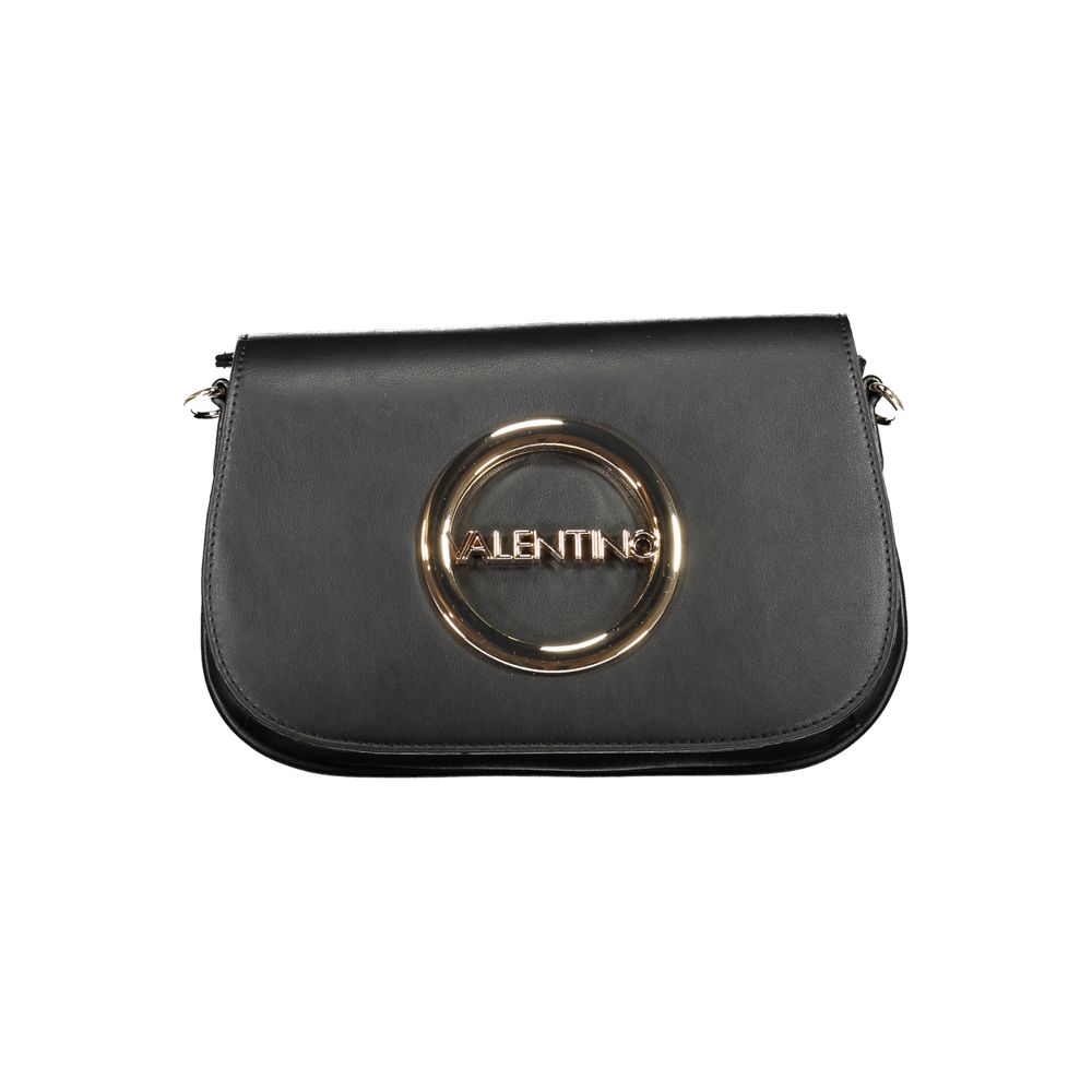 Mario Valentino Black Polyethylene Handbag with adjustable strap, internal pockets, and logo