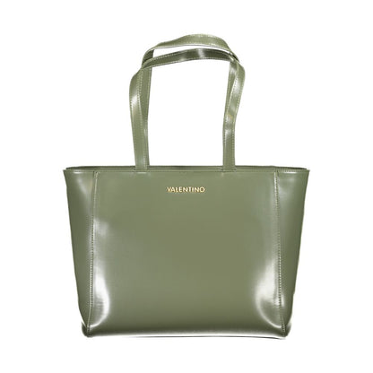 Mario Valentino Green Polyethylene Handbag with two handles, internal pocket, phone space, and zip closure featuring logo, recycled material.
