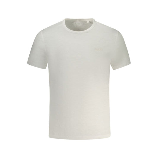 Guess Jeans White Cotton T-Shirt with short sleeves, slim fit, crew neck, and logo embroidery.