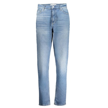 Calvin Klein Blue Cotton Women Jeans with vintage washed effect and sustainable recycled cotton blend.