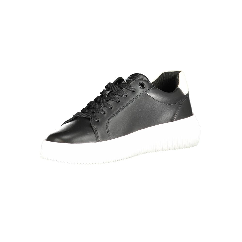 Calvin Klein Black Polyester Sneaker with laces, contrast details, and logo, made of 50% recycled thermoplastic rubber.