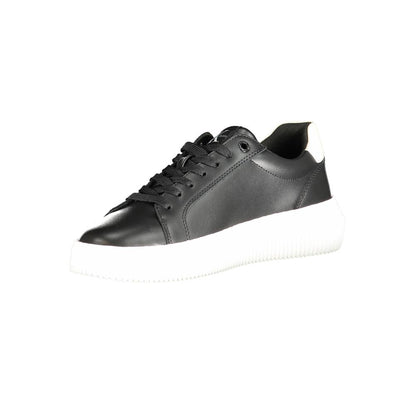 Calvin Klein Black Polyester Sneaker with laces, contrast details, and logo, made of 50% recycled thermoplastic rubber.