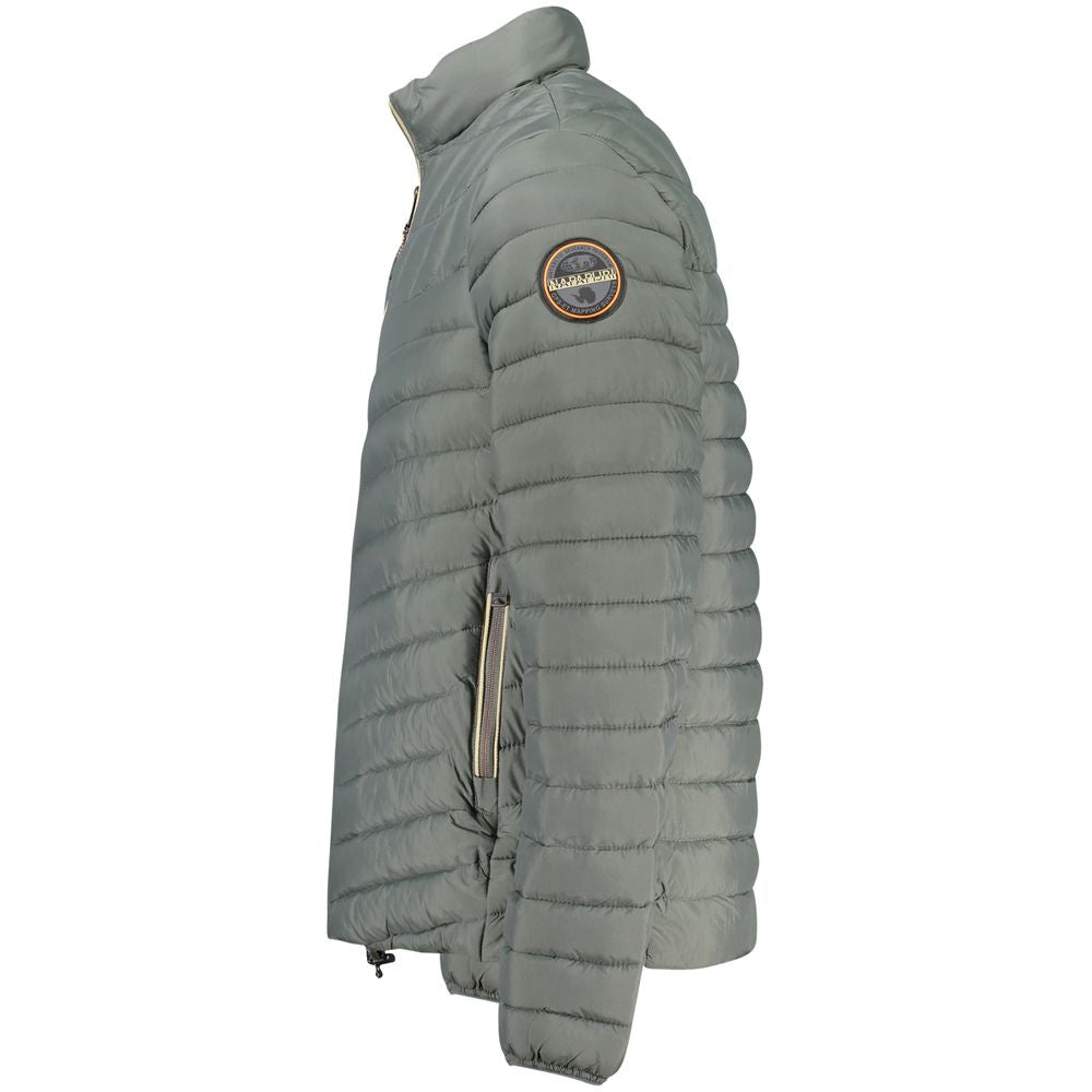 Napapijri Green Polyamide Men Jacket with logo and external pockets, side view