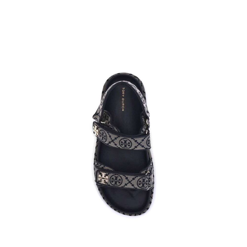 Tory Burch Blue Fabric Flat Sandals