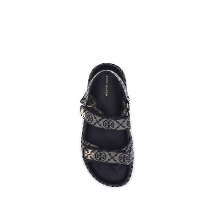 Tory Burch Blue Fabric Flat Sandals