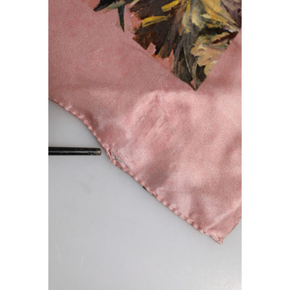 Dolce & Gabbana Pink Silk Floral Print Square Foulard Scarf