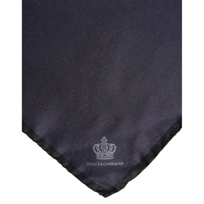 Dolce & Gabbana Blue DG Crown Silk Square Men Foulard Scarf