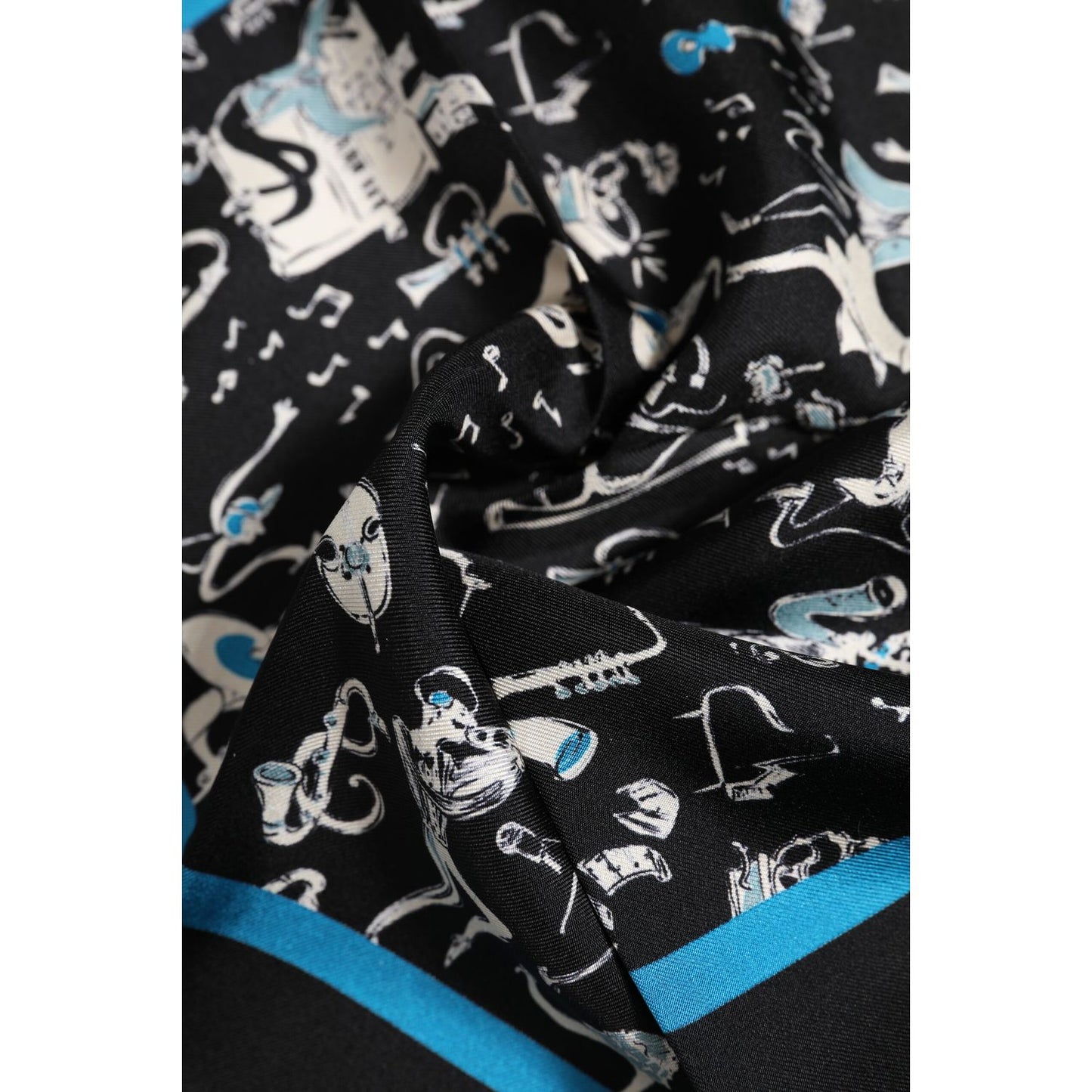 Dolce & Gabbana Black Jazz Club Silk Square Men Foulard Scarf