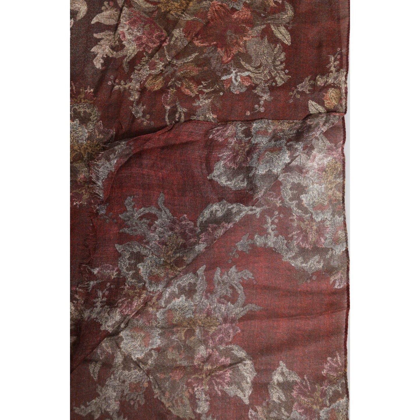 Dolce & Gabbana Maroon Floral Neck Warmer Foulard Scarf