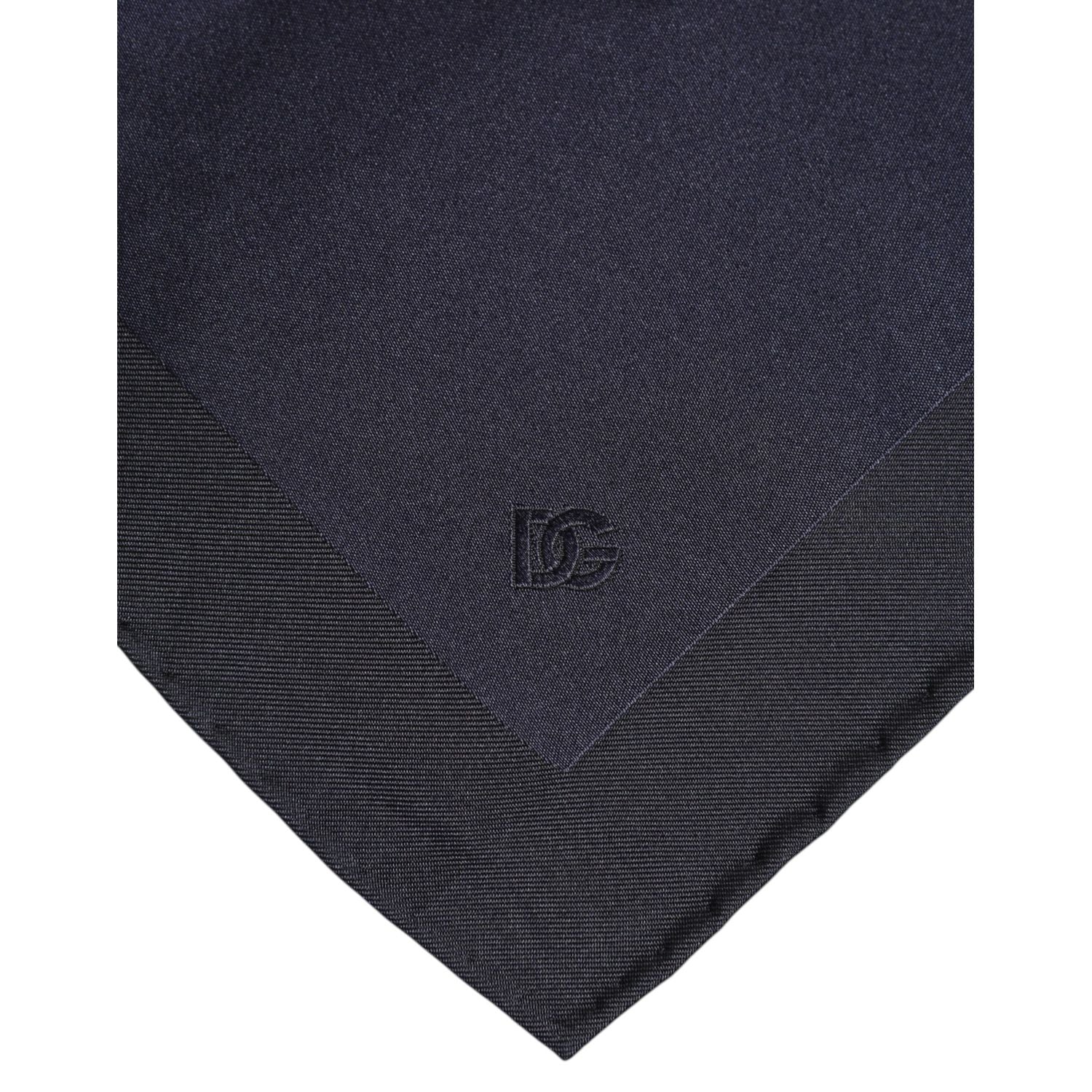 Dolce & Gabbana Dark Blue Silk Square Men Foulard Scarf
