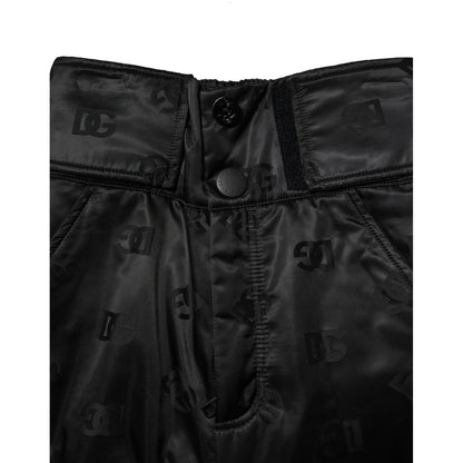 Dolce & Gabbana Black Nylon DG Logo Straight Pants