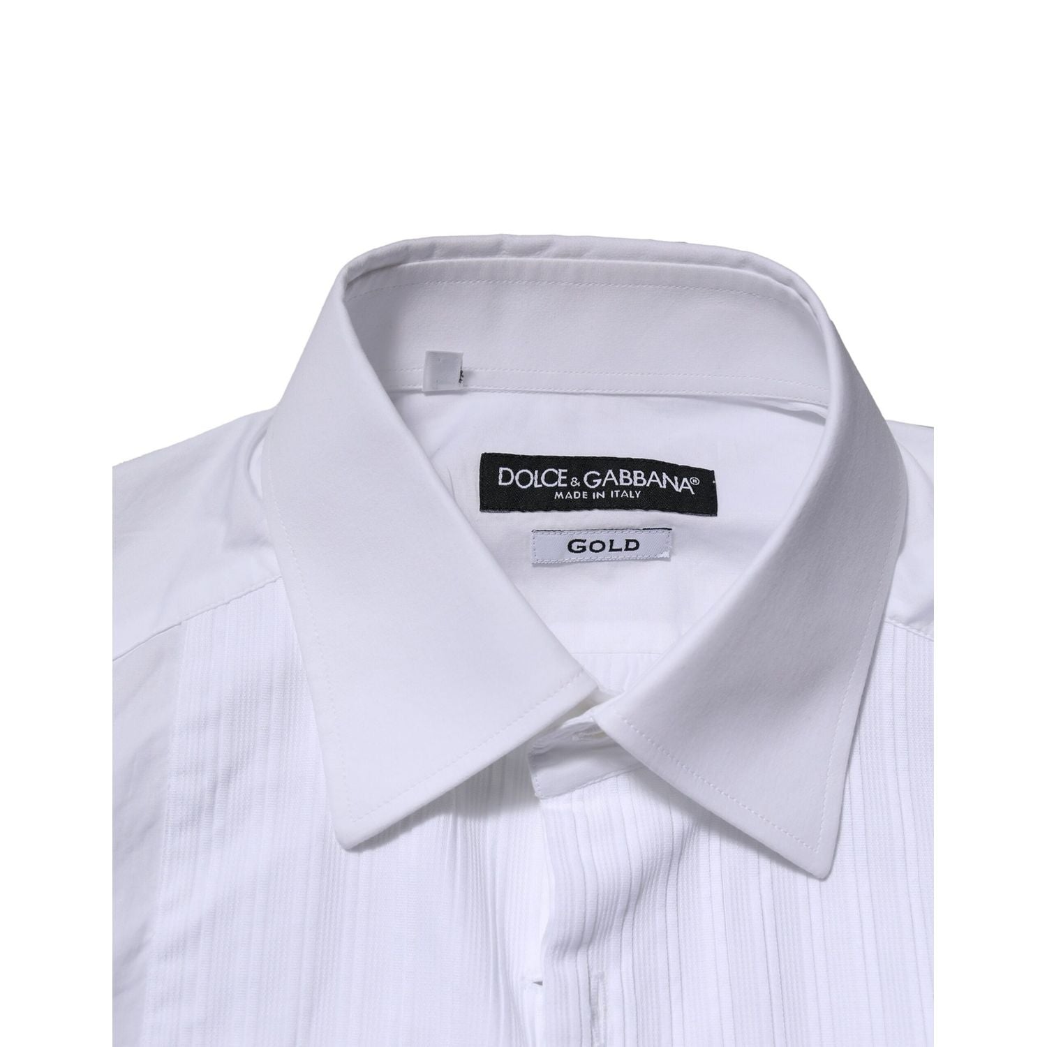 Dolce & Gabbana White GOLD Cotton Poplin Formal Dress Shirt