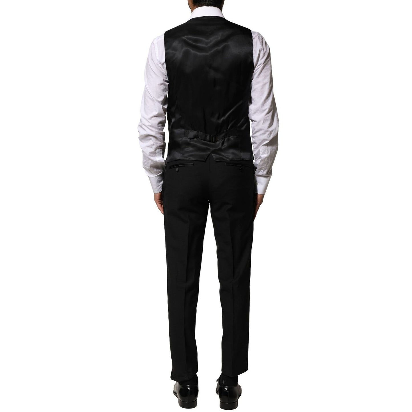 Dolce & Gabbana Black Wool 3 Piece Single Breasted Suit