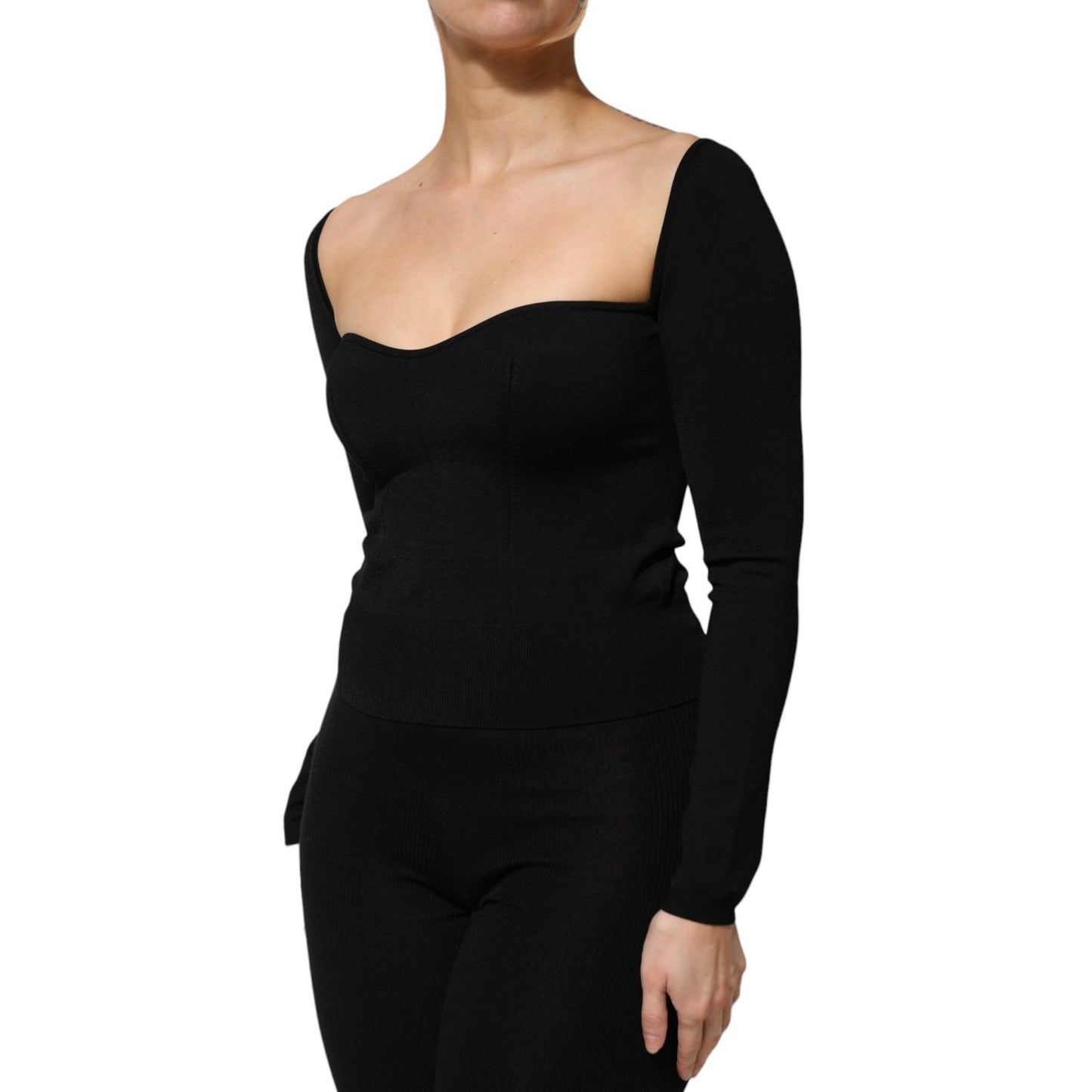 Dolce & Gabbana Black Viscose Long Sleeve Pullover Blouse Top