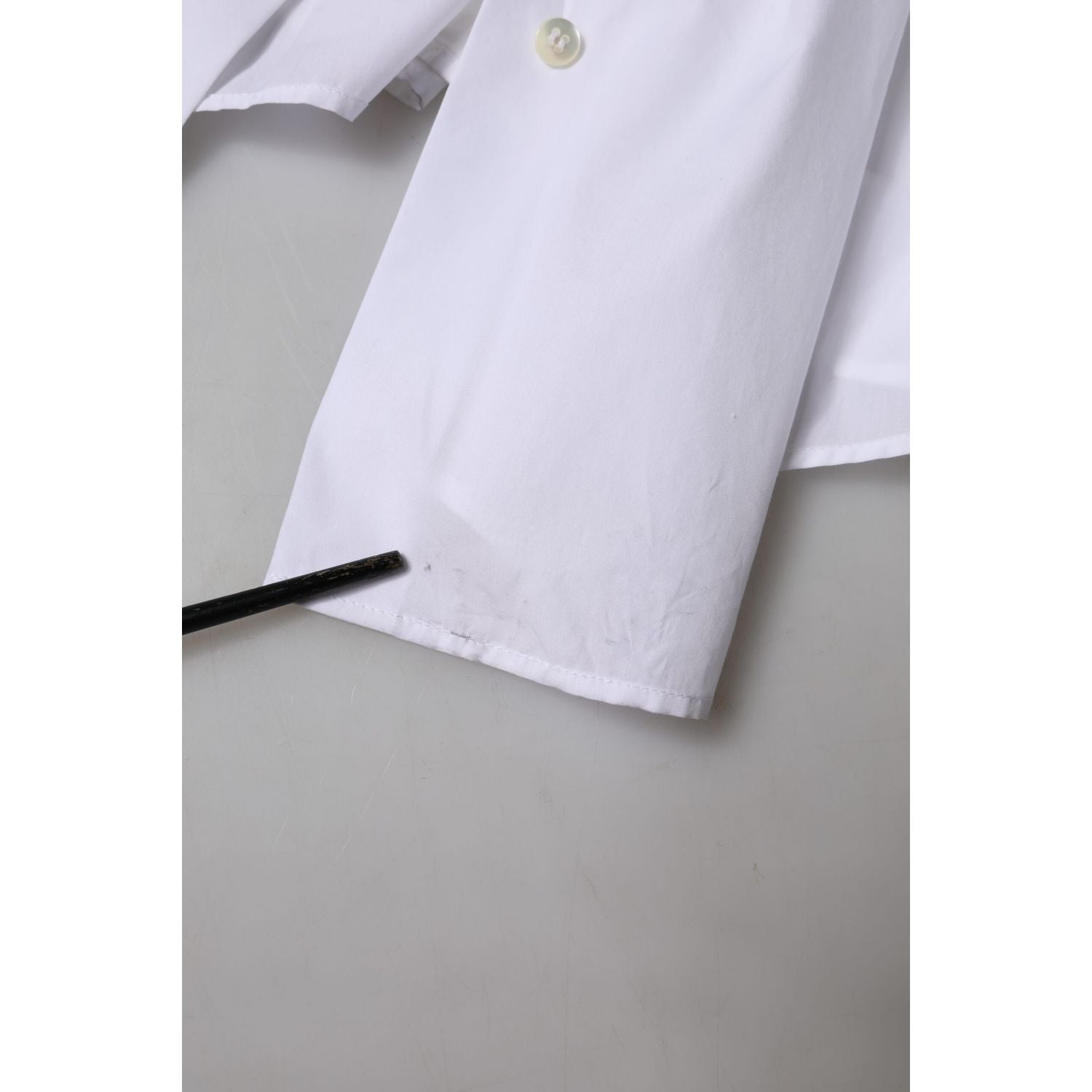 Dolce & Gabbana White Cotton Collared Short Sleeves Top