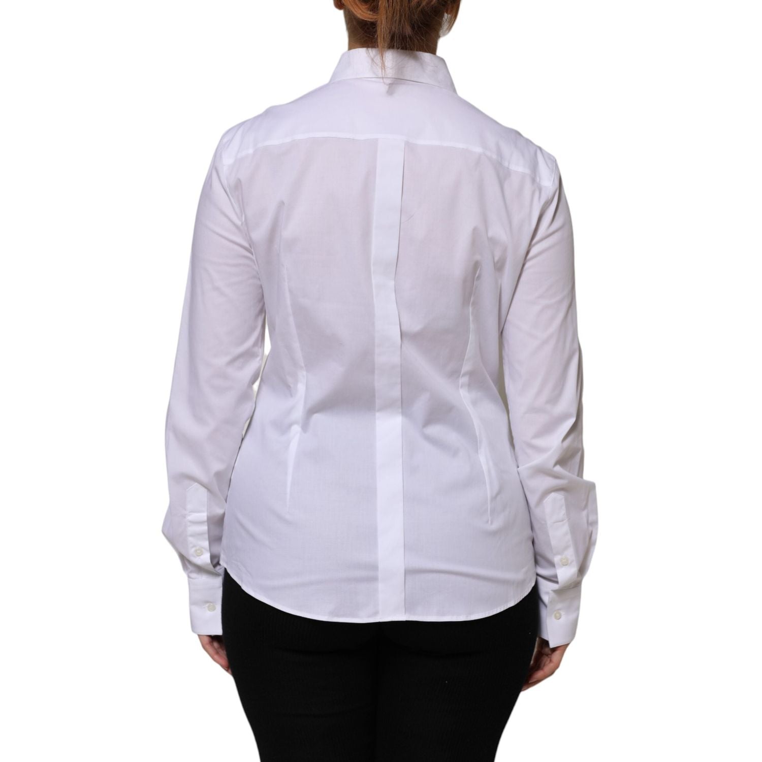 Dolce & Gabbana White Cotton Collared Long Sleeves Shirt Top
