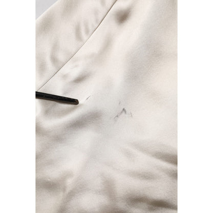 Dolce & Gabbana Beige Satin Silk Collared Long Sleeves Top