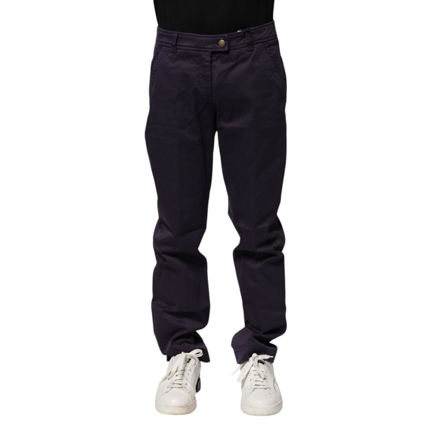 Incotex Dark Purple Mid Waist Casual Straight Pants