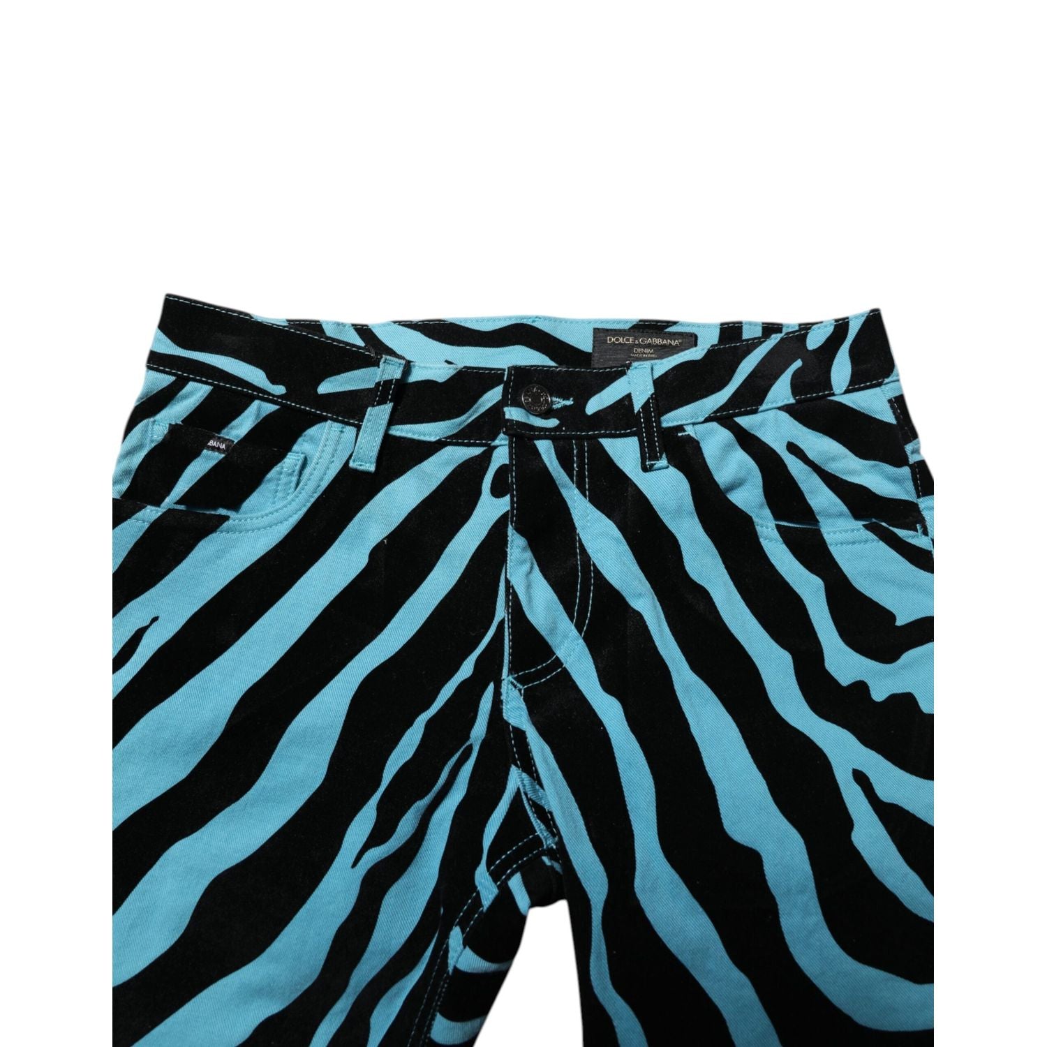 Dolce & Gabbana Blue Black Stripes Skinny Denim Jeans