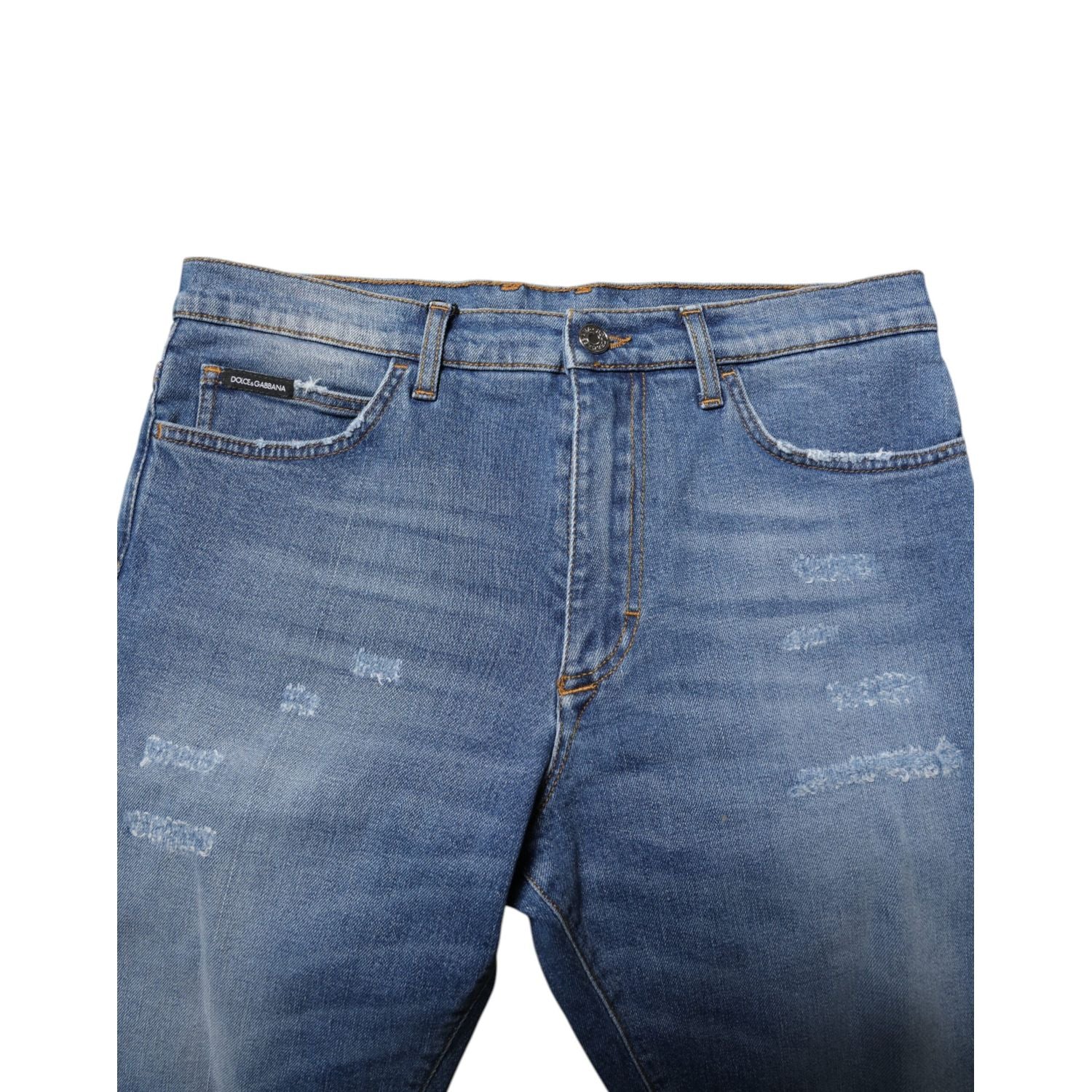 Dolce & Gabbana Blue Cotton Stretch Men Denim Bermuda Shorts